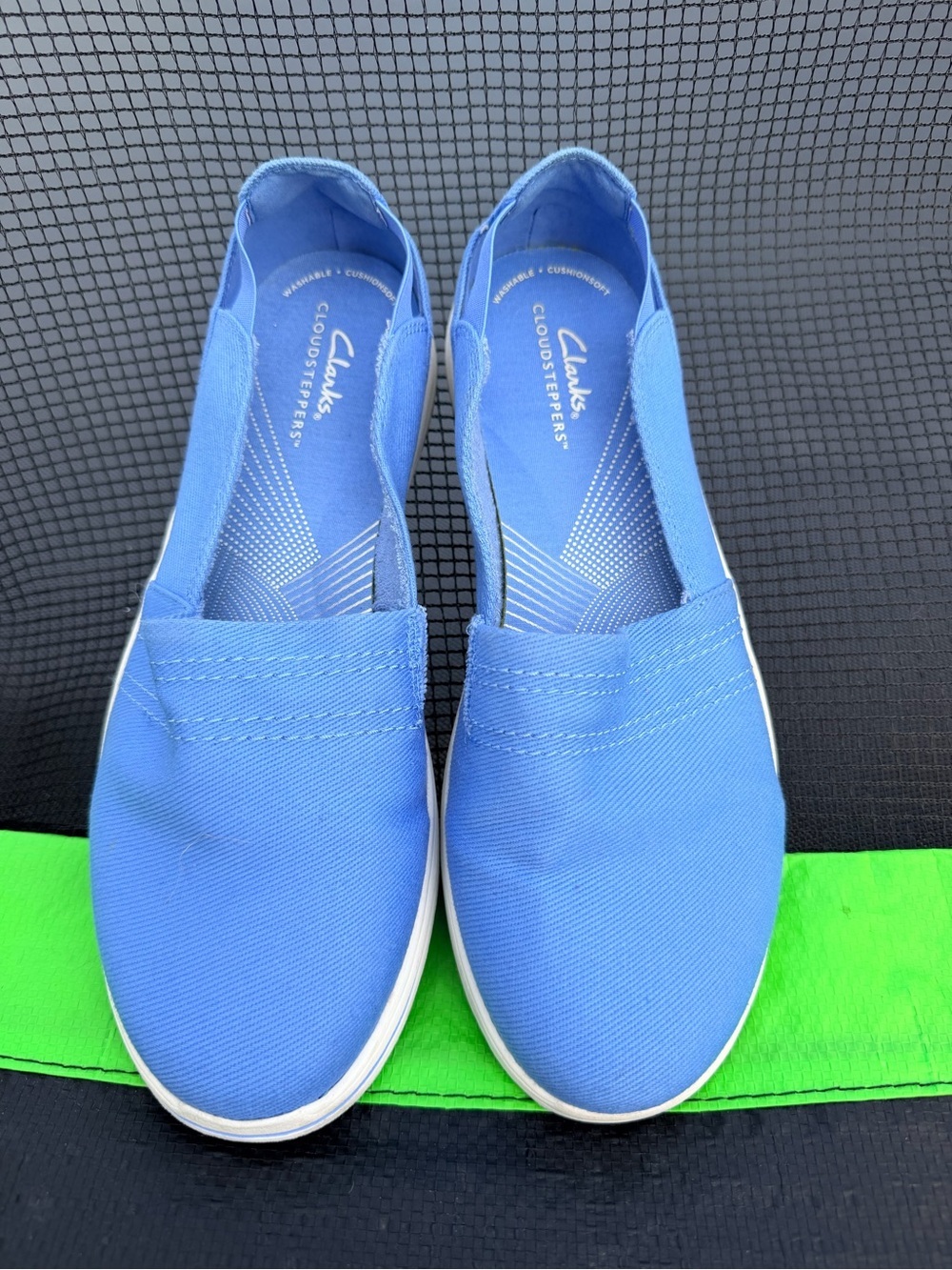 Clarks Women's Bright Blue Slip-On Canvas Sneakers
